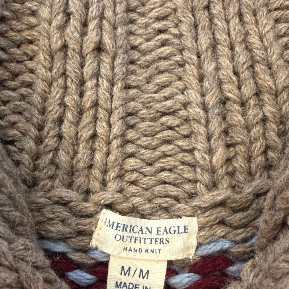 Y2K American Eagle Chunky Hand Knit Multicolor Sweater Size Medium - Picture 3 of 7